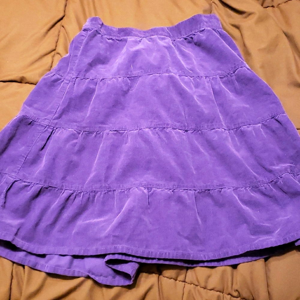Lightweight purple corduroy flare skirt